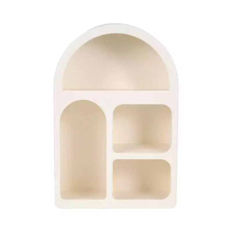 Arched Wall Mounted Storage Organizer with Multi-Tier Hanging Shelves - Glam Wood Design with Curved Silhouette for Small Spaces - 24, White
