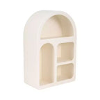 Arched Wall Mounted Storage Organizer with Multi-Tier Hanging Shelves - Glam Wood Design with Curved Silhouette for Small Spaces - 24, White