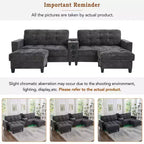 Whisen 126 Sectional Sofa with Center Console, Cup Holders, U-shaped Sectional, Built-in Bluetooth Speakers, and 2 Storage Ottomans for Living Room