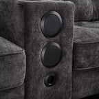 Whisen 126 Sectional Sofa with Center Console, Cup Holders, U-shaped Sectional, Built-in Bluetooth Speakers, and 2 Storage Ottomans for Living Room