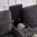 Whisen 126 Sectional Sofa with Center Console, Cup Holders, U-shaped Sectional, Built-in Bluetooth Speakers, and 2 Storage Ottomans for Living Room