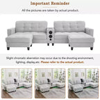 Whisen 126 Sectional Sofa with Center Console, Cup Holders, U-shaped Sectional, Built-in Bluetooth Speakers, and 2 Storage Ottomans for Living Room