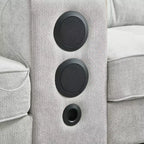 Whisen 126 Sectional Sofa with Center Console, Cup Holders, U-shaped Sectional, Built-in Bluetooth Speakers, and 2 Storage Ottomans for Living Room