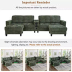 Whisen 126 Sectional Sofa with Center Console, Cup Holders, U-shaped Sectional, Built-in Bluetooth Speakers, and 2 Storage Ottomans for Living Room