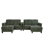Whisen 126 Sectional Sofa with Center Console, Cup Holders, U-shaped Sectional, Built-in Bluetooth Speakers, and 2 Storage Ottomans for Living Room