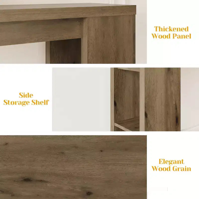 63 Natural Farmhouse Console Table with Storage, Long Narrow Sofa Table for Entryway, Behind Couch