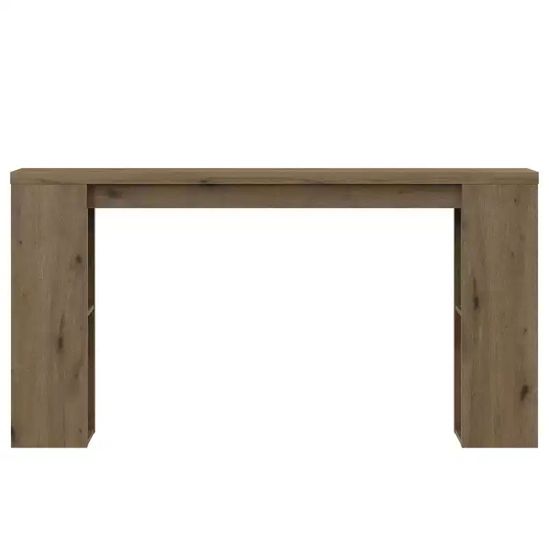 63 Natural Farmhouse Console Table with Storage, Long Narrow Sofa Table for Entryway, Behind Couch