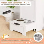 Integrated Elevated Dog Feeding Station, Collapsible Top Dog Food Container, Modern Dining Table Pet Furniture, for Kitchen, Dining Room