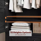 Wooden Wardrobe Closet, 2 Drawers, Adjustable Shelves, Sturdy Clothes Organizer, for Bedroom