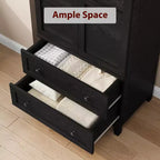 Wooden Wardrobe Closet, 2 Drawers, Adjustable Shelves, Sturdy Clothes Organizer, for Bedroom