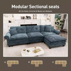 Captiva Designs Upholstered Indoor Sofa with Ottoman, Solid Wood Frame, Pocket Spring Seat & Throw Pillows