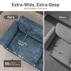 Captiva Designs Upholstered Indoor Sofa with Ottoman, Solid Wood Frame, Pocket Spring Seat & Throw Pillows