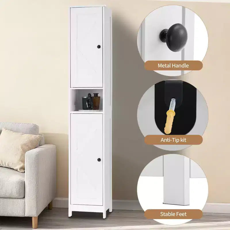 Modern Bathroom Furniture Set, 2 Barn Doors, 1 Drawer, Adjustable Shelves, for Bathroom, Kitchen, Entryway, Living Room
