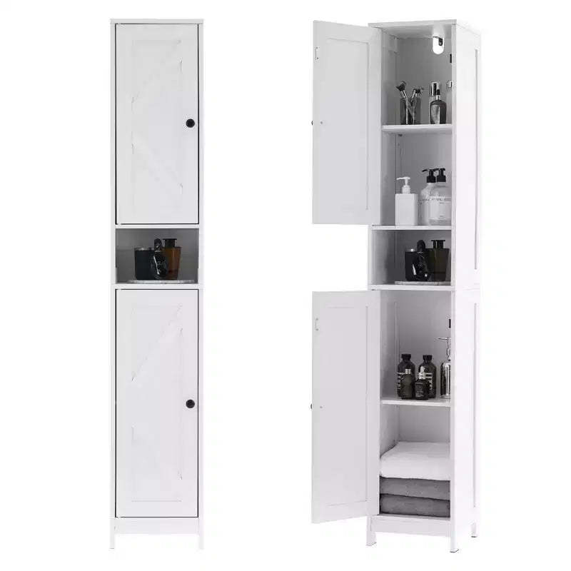Modern Bathroom Furniture Set, 2 Barn Doors, 1 Drawer, Adjustable Shelves, for Bathroom, Kitchen, Entryway, Living Room