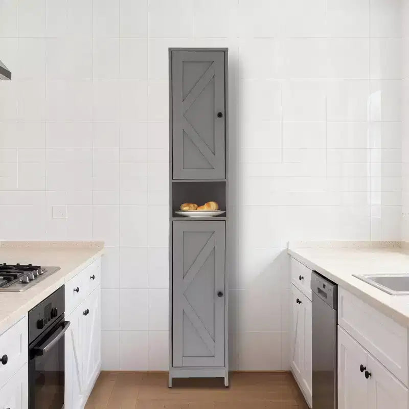Modern Bathroom Furniture Set, 2 Barn Doors, 1 Drawer, Adjustable Shelves, for Bathroom, Kitchen, Entryway, Living Room