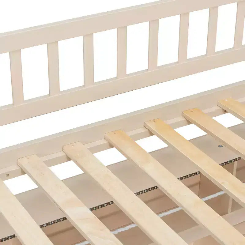Luxystar Twin XL Over Queen Low Bunk Bed With Built In Lighted Shelves and Pegboard