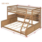 Luxystar Twin XL Over Queen Low Bunk Bed With Built In Lighted Shelves and Pegboard