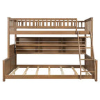 Luxystar Twin XL Over Queen Low Bunk Bed With Built In Lighted Shelves and Pegboard
