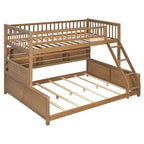 Luxystar Twin XL Over Queen Low Bunk Bed With Built In Lighted Shelves and Pegboard