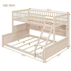 Luxystar Twin XL Over Queen Low Bunk Bed With Built In Lighted Shelves and Pegboard