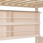 Luxystar Twin XL Over Queen Low Bunk Bed With Built In Lighted Shelves and Pegboard