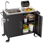 Outdoor Grill Table with Sink, Grill Cart with 304 Stainless Steel Sink and Cabinet, Outdoor Grill Cart,Outdoor Cart Sink