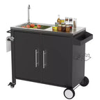 Outdoor Grill Table with Sink, Grill Cart with 304 Stainless Steel Sink and Cabinet, Outdoor Grill Cart,Outdoor Cart Sink