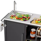 Outdoor Grill Table with Sink, Grill Cart with 304 Stainless Steel Sink and Cabinet, Outdoor Grill Cart,Outdoor Cart Sink