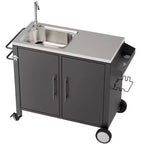 Outdoor Grill Table with Sink, Grill Cart with 304 Stainless Steel Sink and Cabinet, Outdoor Grill Cart,Outdoor Cart Sink