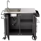 Outdoor Grill Table with Sink, Grill Cart with 304 Stainless Steel Sink and Cabinet, Outdoor Grill Cart,Outdoor Cart Sink