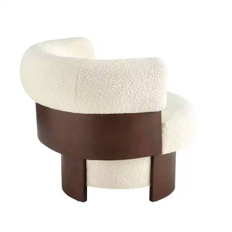 Whisen 360 Swivel Barrel Chair with Sculptural Bentwood Design, Solid Wood Frame, 32'' Wide, Versatile for Living Room and Bedroom