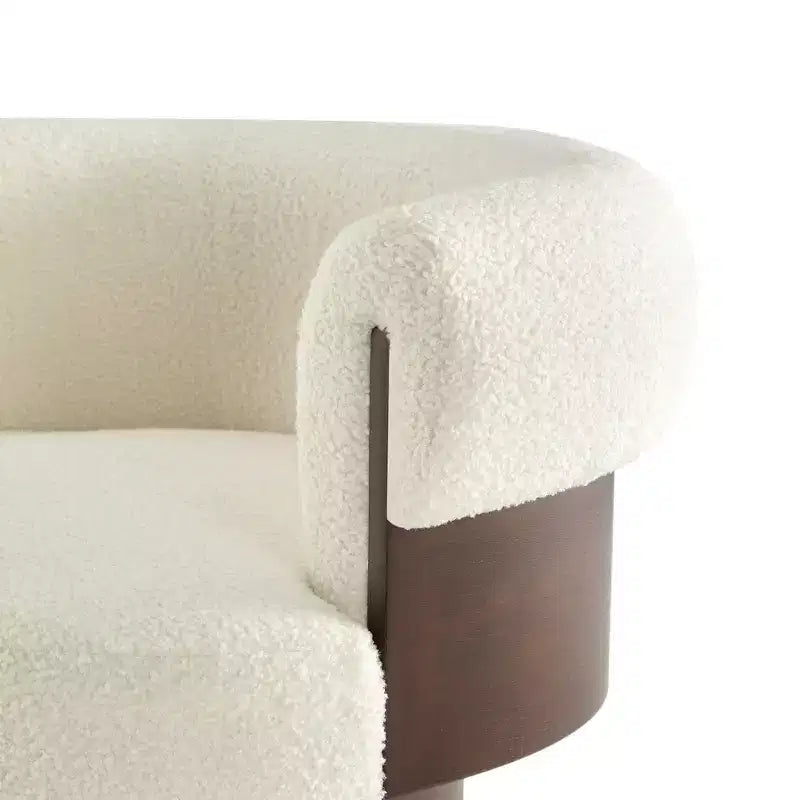 Whisen 360 Swivel Barrel Chair with Sculptural Bentwood Design, Solid Wood Frame, 32'' Wide, Versatile for Living Room and Bedroom