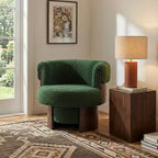 Whisen 360 Swivel Barrel Chair with Sculptural Bentwood Design, Solid Wood Frame, 32'' Wide, Versatile for Living Room and Bedroom