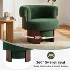 Whisen 360 Swivel Barrel Chair with Sculptural Bentwood Design, Solid Wood Frame, 32'' Wide, Versatile for Living Room and Bedroom