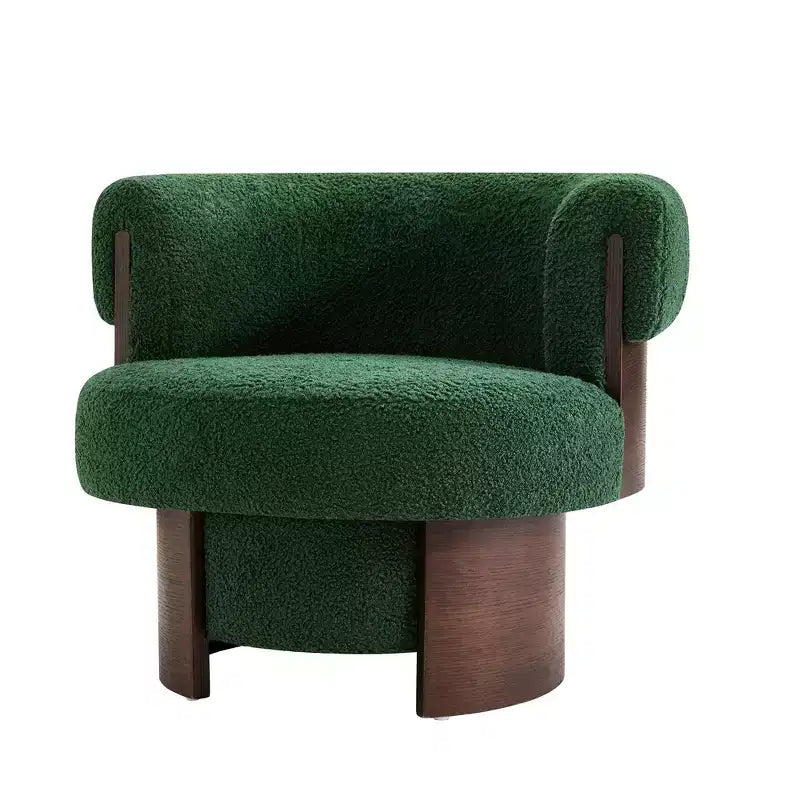 Whisen 360 Swivel Barrel Chair with Sculptural Bentwood Design, Solid Wood Frame, 32'' Wide, Versatile for Living Room and Bedroom