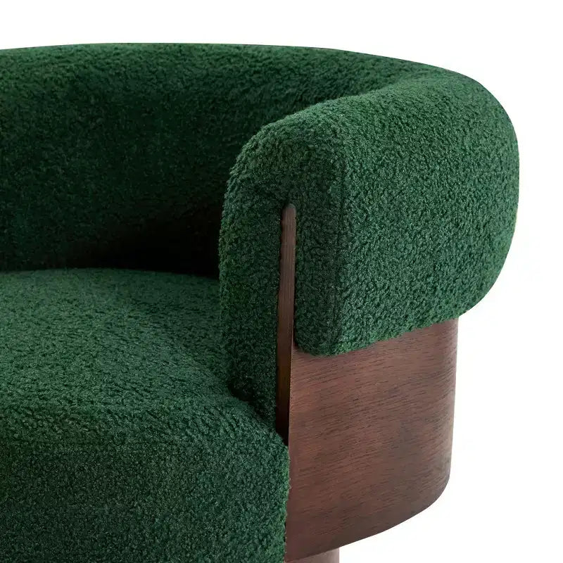 Whisen 360 Swivel Barrel Chair with Sculptural Bentwood Design, Solid Wood Frame, 32'' Wide, Versatile for Living Room and Bedroom