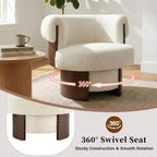 Whisen 360 Swivel Barrel Chair with Sculptural Bentwood Design, Solid Wood Frame, 32'' Wide, Versatile for Living Room and Bedroom
