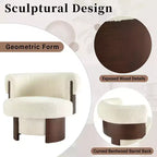 Whisen 360 Swivel Barrel Chair with Sculptural Bentwood Design, Solid Wood Frame, 32'' Wide, Versatile for Living Room and Bedroom