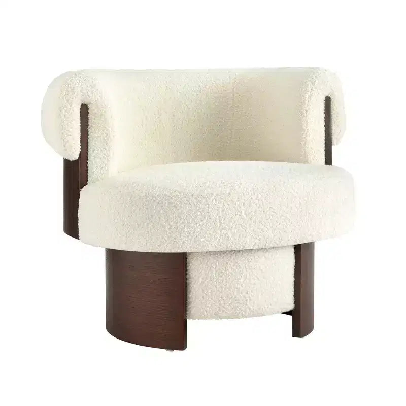 Whisen 360 Swivel Barrel Chair with Sculptural Bentwood Design, Solid Wood Frame, 32'' Wide, Versatile for Living Room and Bedroom