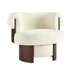 Whisen 360 Swivel Barrel Chair with Sculptural Bentwood Design, Solid Wood Frame, 32'' Wide, Versatile for Living Room and Bedroom