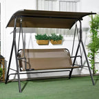 3-Seat Outdoor Patio Swing Chair w/ Cushion, Steel Frame Stand, Adjustable Tilt Canopy for Patio, Garden
