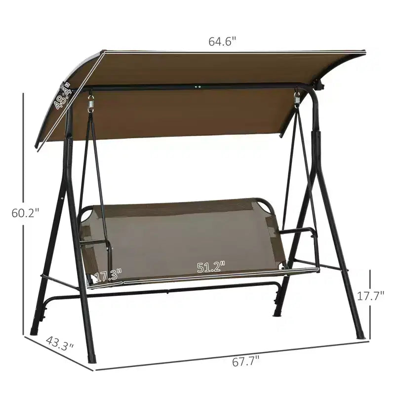 3-Seat Outdoor Patio Swing Chair w/ Cushion, Steel Frame Stand, Adjustable Tilt Canopy for Patio, Garden