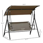 3-Seat Outdoor Patio Swing Chair w/ Cushion, Steel Frame Stand, Adjustable Tilt Canopy for Patio, Garden