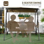 3-Seat Outdoor Patio Swing Chair w/ Cushion, Steel Frame Stand, Adjustable Tilt Canopy for Patio, Garden