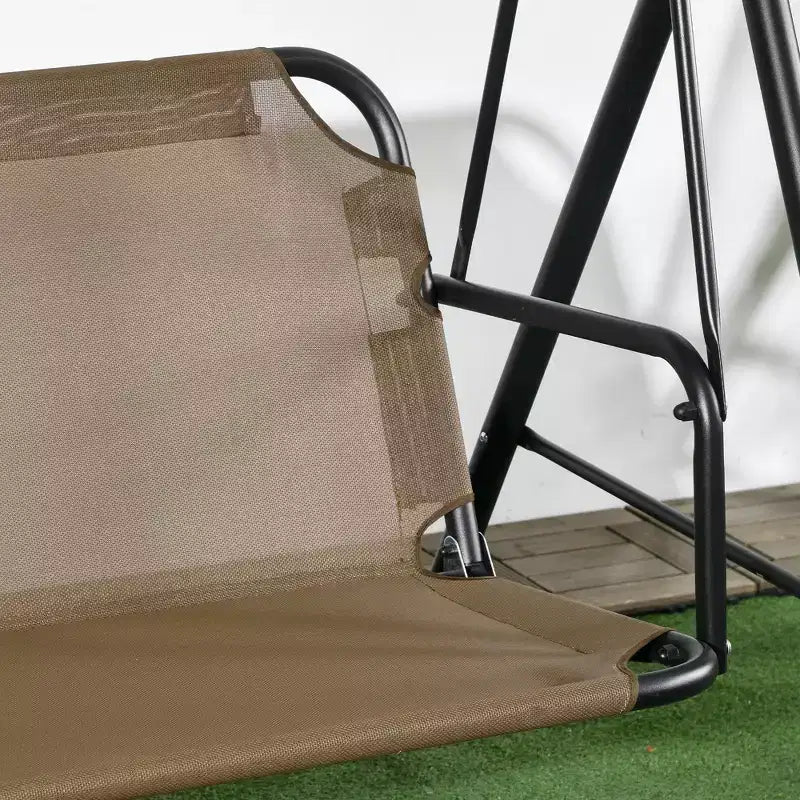 3-Seat Outdoor Patio Swing Chair w/ Cushion, Steel Frame Stand, Adjustable Tilt Canopy for Patio, Garden