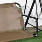 3-Seat Outdoor Patio Swing Chair w/ Cushion, Steel Frame Stand, Adjustable Tilt Canopy for Patio, Garden
