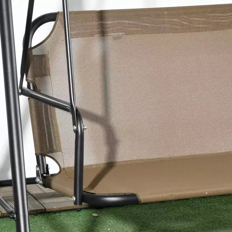 3-Seat Outdoor Patio Swing Chair w/ Cushion, Steel Frame Stand, Adjustable Tilt Canopy for Patio, Garden