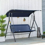 3-Seat Outdoor Patio Swing Chair w/ Cushion, Steel Frame Stand, Adjustable Tilt Canopy for Patio, Garden