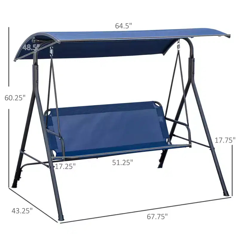 3-Seat Outdoor Patio Swing Chair w/ Cushion, Steel Frame Stand, Adjustable Tilt Canopy for Patio, Garden