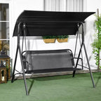 3-Seat Outdoor Patio Swing Chair w/ Cushion, Steel Frame Stand, Adjustable Tilt Canopy for Patio, Garden
